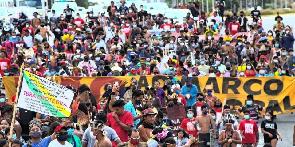 Fra massedemonstration mod ødelæggelsespakken i Brasilien. Foto: Alass Derivas/Amigos da Terra Brasil